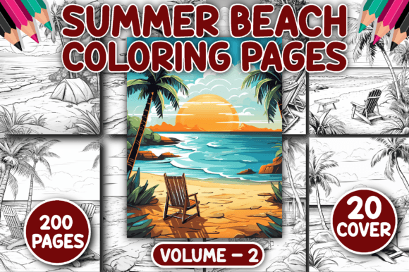 Download 200 Summer Beach Coloring Page for Adult - Premium Bundle