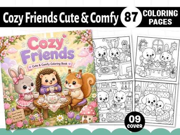 Download Cozy Friends Cute &amp; Comfy Coloring Pages - Cozy friends Collection