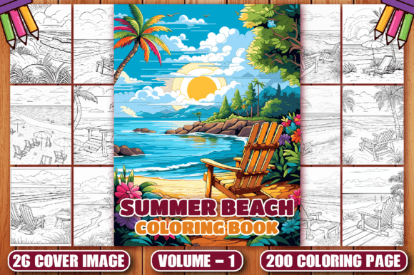 Download 200 Summer Beach Coloring Pages VOL - 1 - Premium Bundle