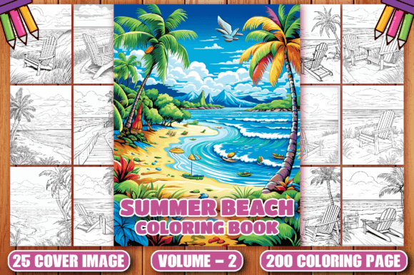 Download 200 Summer Beach Coloring Pages VOL - 2 - Premium Resources