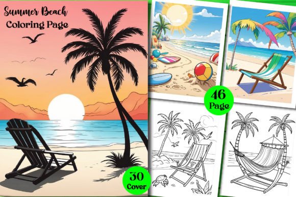 Download Summer Beach Coloring Page for Adult - Premium Resources