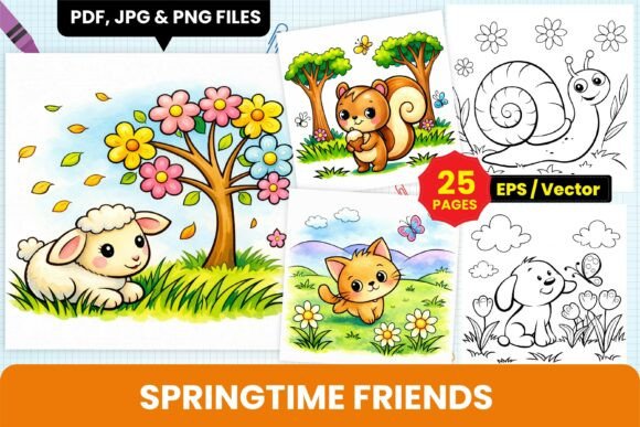 Download Springtime Friends Kids Coloring Pages - Spring Collection
