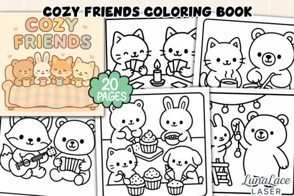 Download Cozy Friends Coloring Page Bundle - Cozy friends Collection