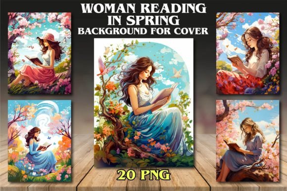 Download Woman Reading in Spring Backgrounds - Spring Collection